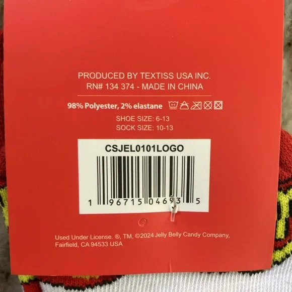 4 Pair Crew Socks Jelly Belly, Swedish Fish, Haribo, Sour Patch Kids - Picture 3 of 6